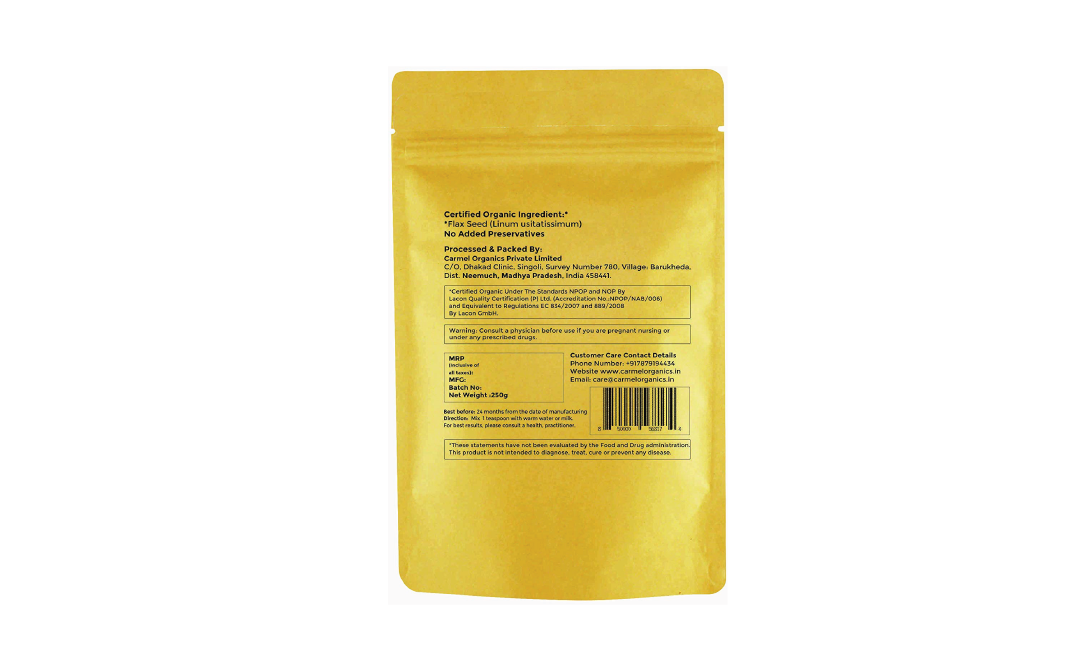 Carmel Organics Flax Seed    Pack  250 grams